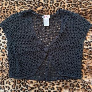 R&K Black Crochet Knit Top